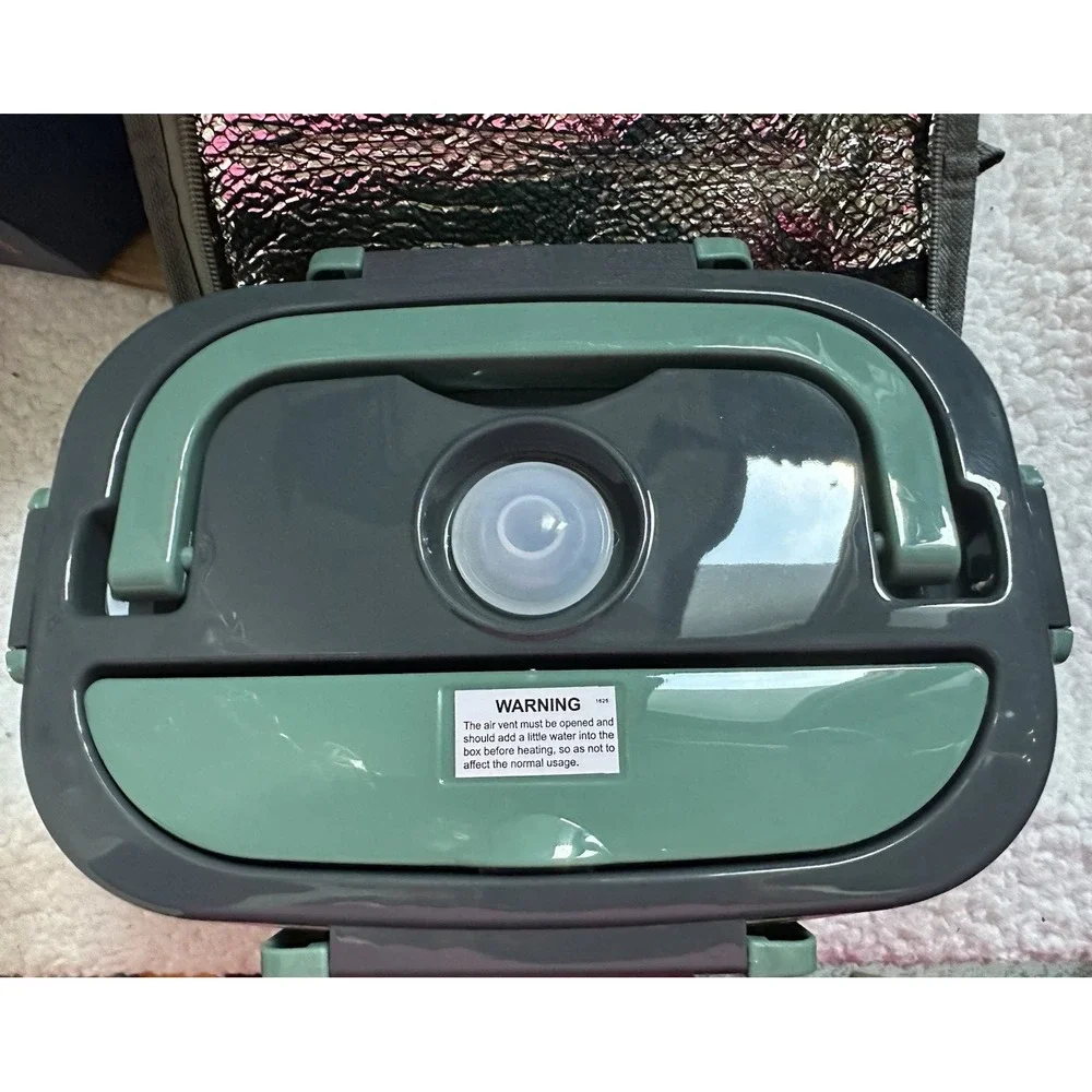 Nifogo, 1.5L Electric Lunch Box, w carry case ABY-318A, Gray/Green NIB